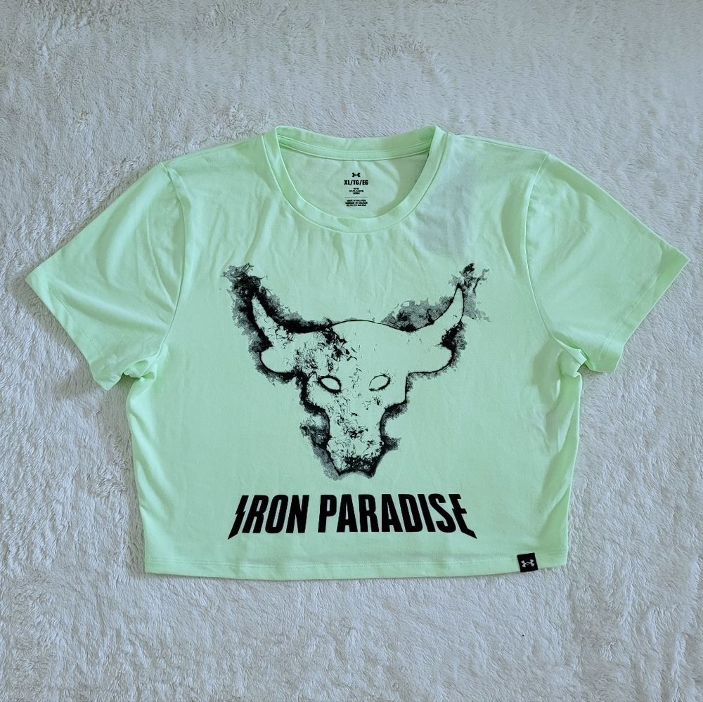 Under Armour🛡 x Project Rock "Iron Paradise"🏝 Disrupt Bull🐃 Tee👕 - NWT